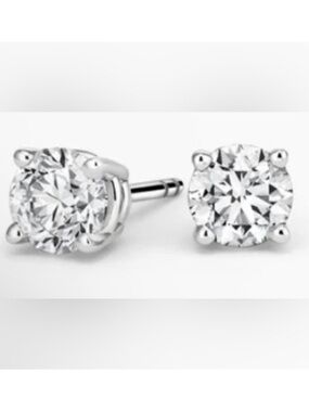 AXNT Classic Round Solitaire Stud Moissinate 925 Silver Screwback Earrings NWT